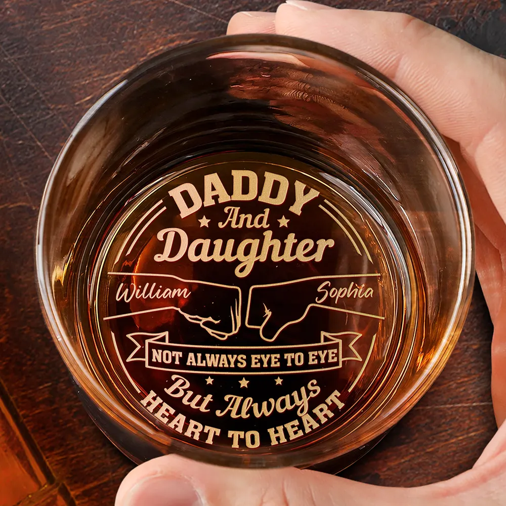 Daddy And Children Always Heart To Heart - Custom Whiskey Glass for Dad – Personalized Father’s Day or Birthday Gift - Image 5