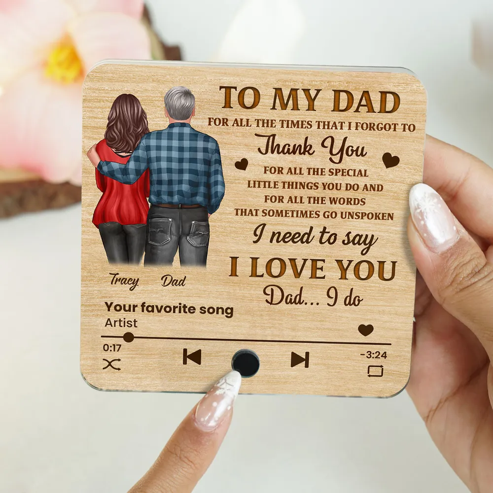 Acrylic Music Magnet with Wood Texture, Custom Play Button Design - Image 3