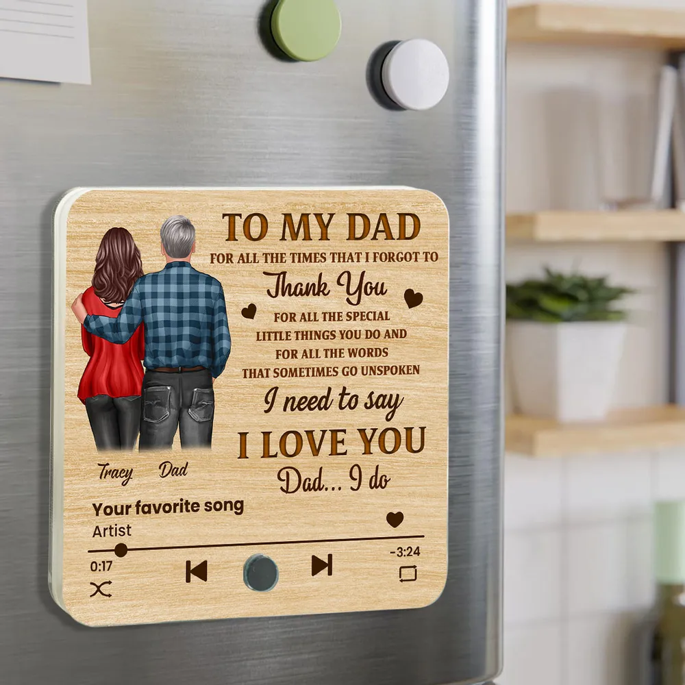 Acrylic Music Magnet with Wood Texture, Custom Play Button Design - Image 4