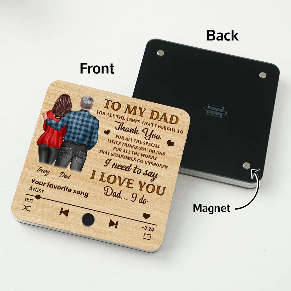 Acrylic Music Magnet with Wood Texture, Custom Play Button Design - Image 5