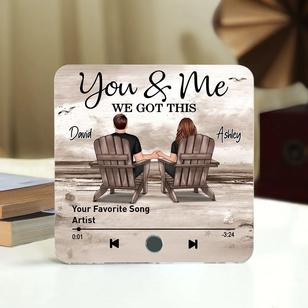 You & Me Beach Love Acrylic Music Magnet – Custom Song Gift for Couples