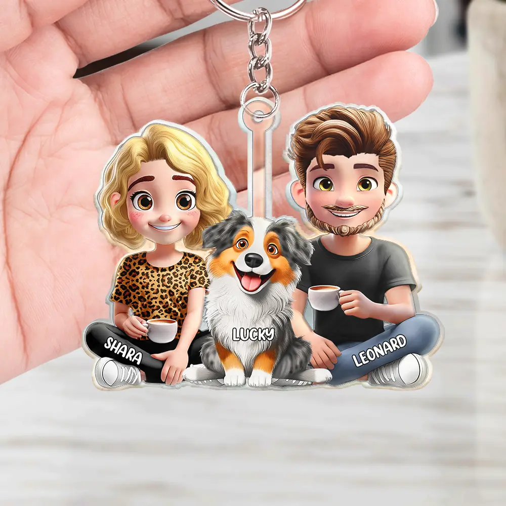 Personalized Dog Mom & Dad Acrylic Keychain with 3D Effect - Image 4