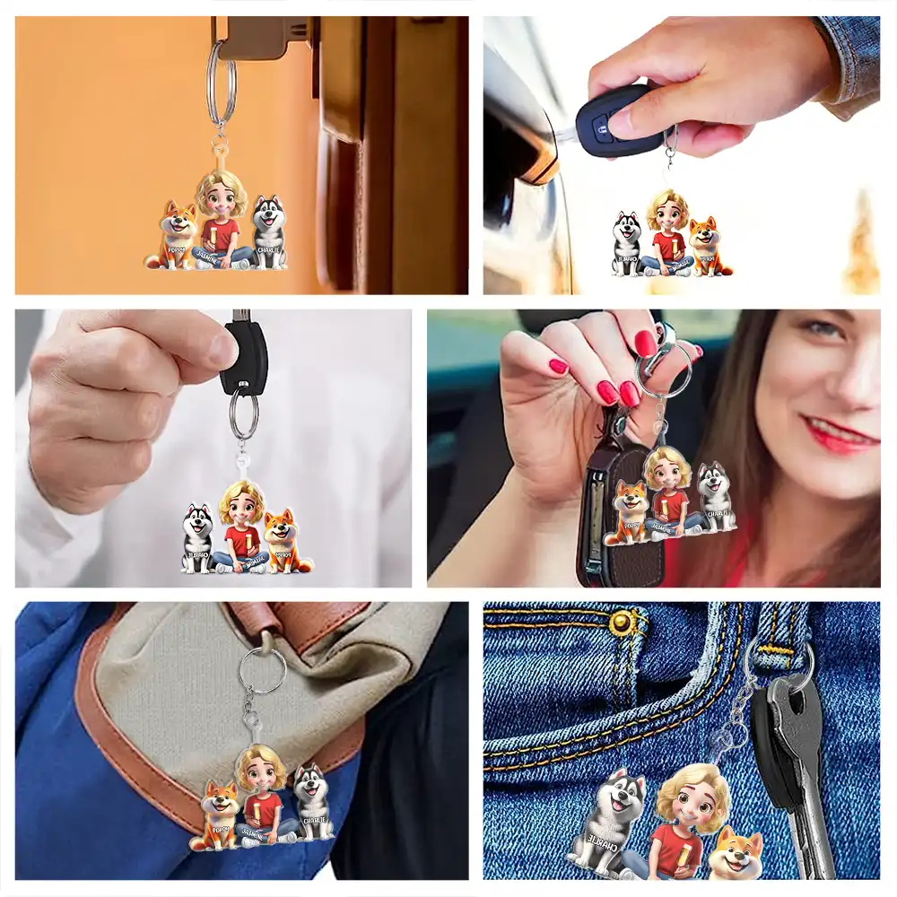 Personalized Dog Mom & Dad Acrylic Keychain with 3D Effect - Image 6