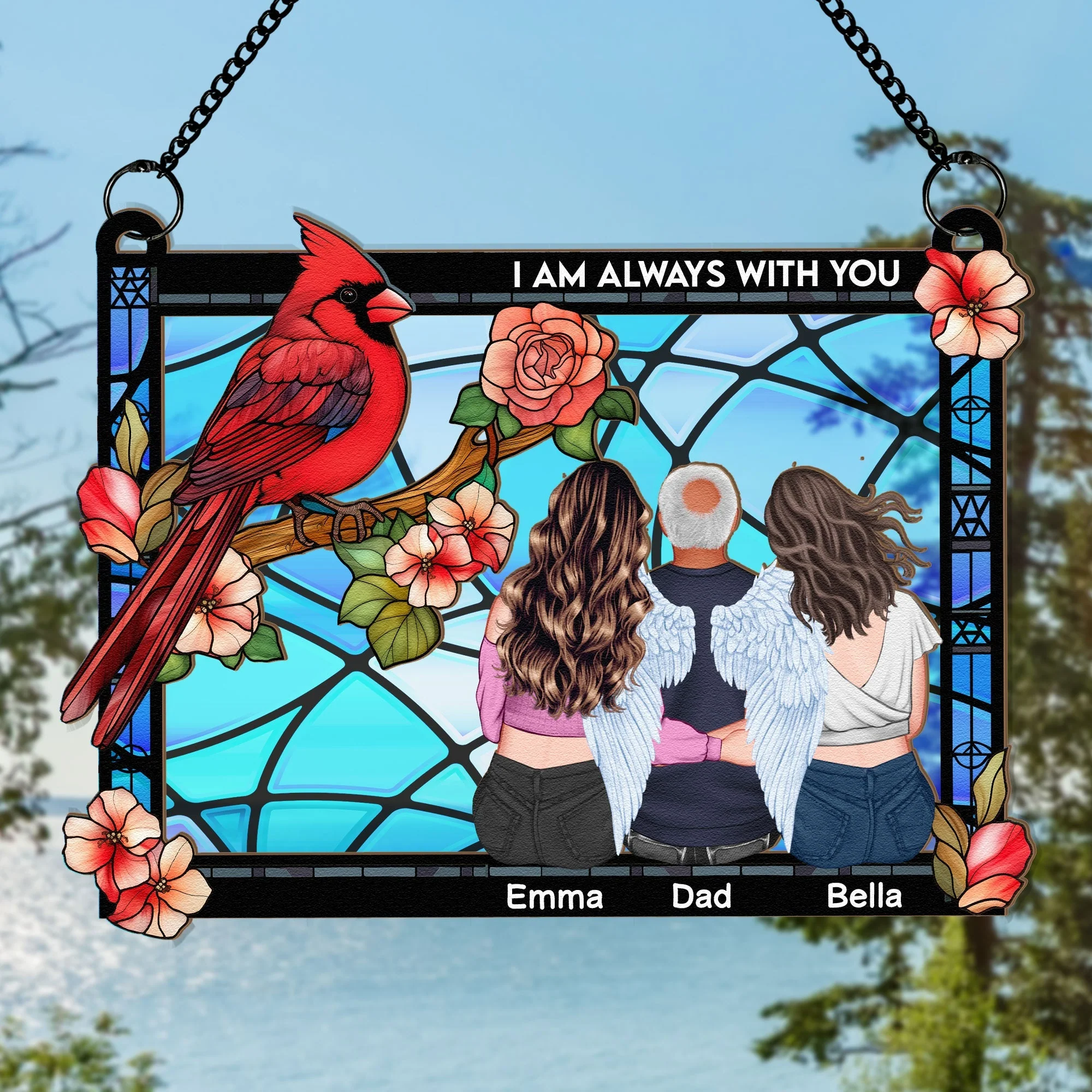 I Am Always With You Wood and Acrylic Layered Ornament – Cardinal and Angel Family Memorial Keepsake - Image 6
