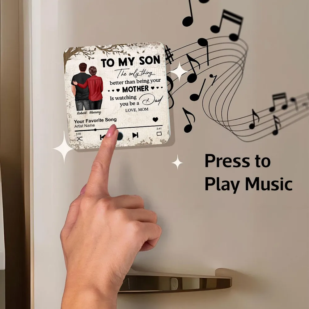 “To My Son” Acrylic Music Magnet – Press-to-Play Personalized Song, Mother-to-Son Father’s Day Gift Keepsake - Image 6