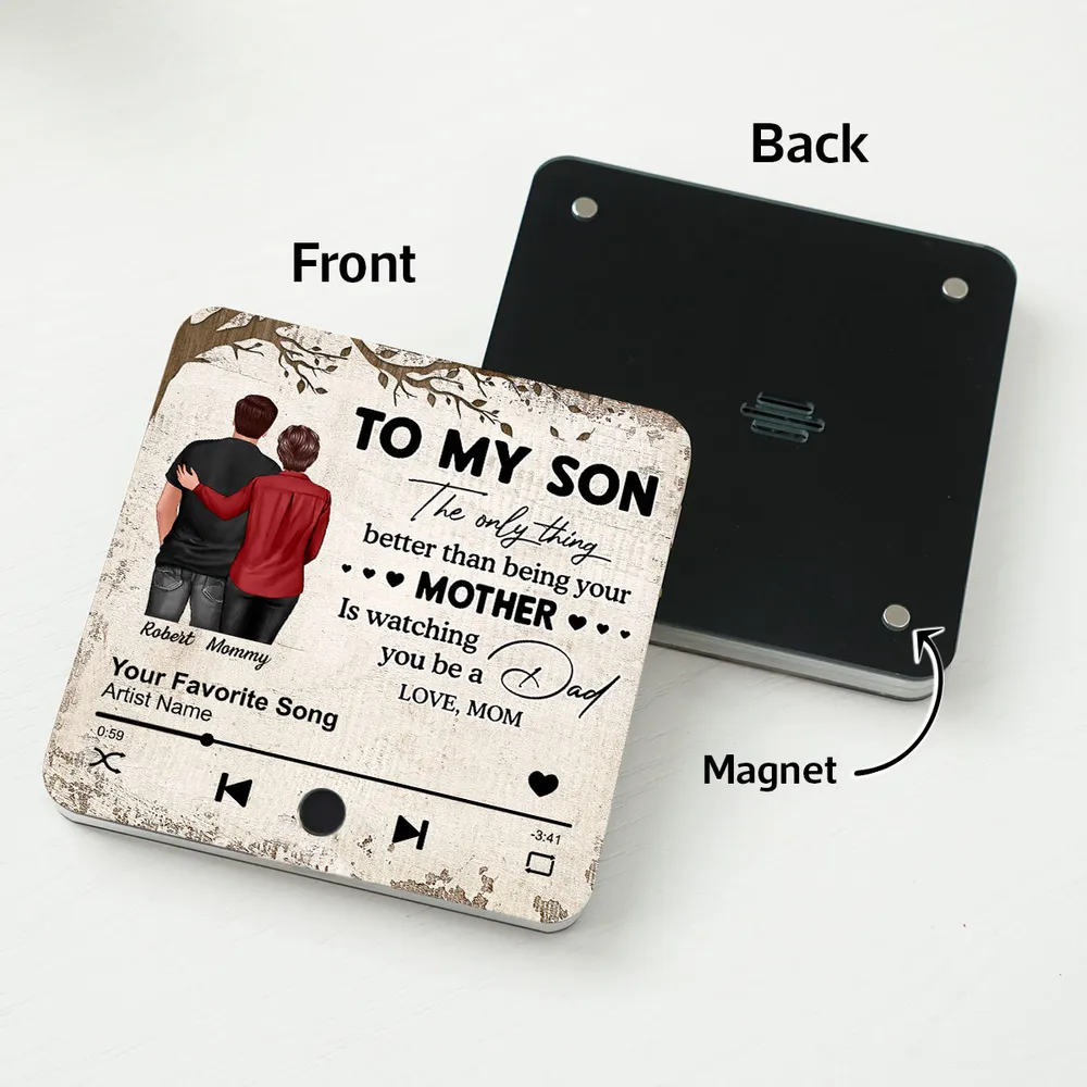 “To My Son” Acrylic Music Magnet – Press-to-Play Personalized Song, Mother-to-Son Father’s Day Gift Keepsake - Image 7