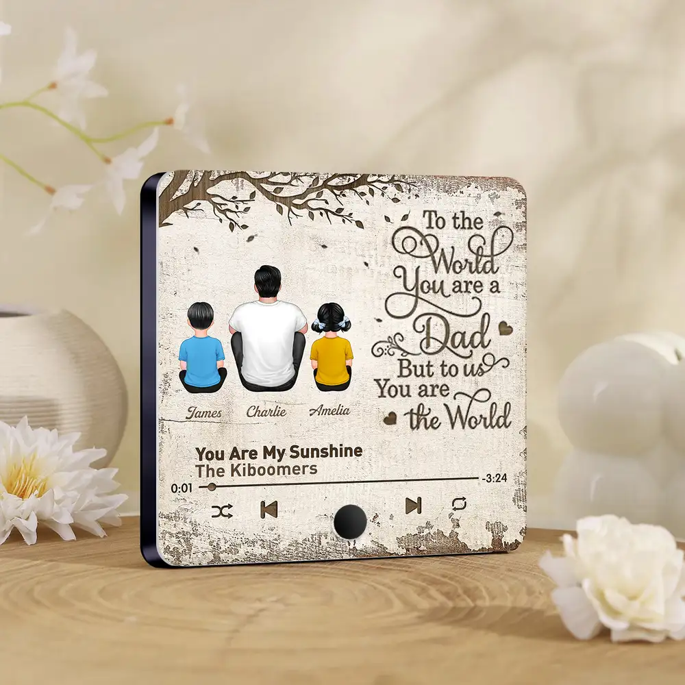 Father’s Day Acrylic Music Magnet – Personalized Back View Design with Name & Song – Gift to Dad - Image 3