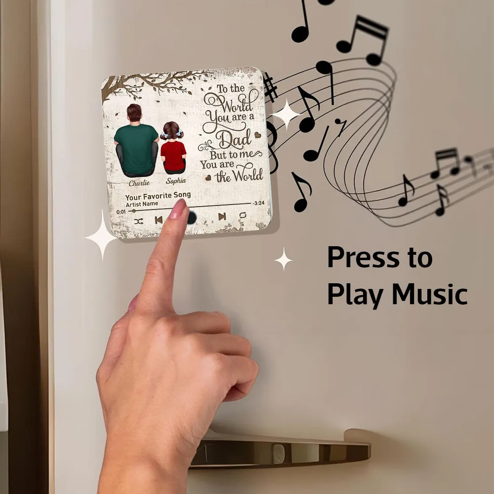 Father’s Day Acrylic Music Magnet – Personalized Back View Design with Name & Song – Gift to Dad - Image 4