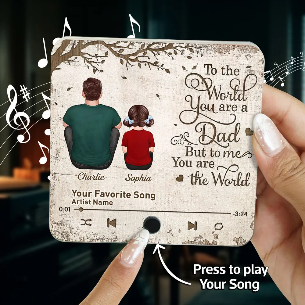 Father’s Day Acrylic Music Magnet – Personalized Back View Design with Name & Song – Gift to Dad - Image 9