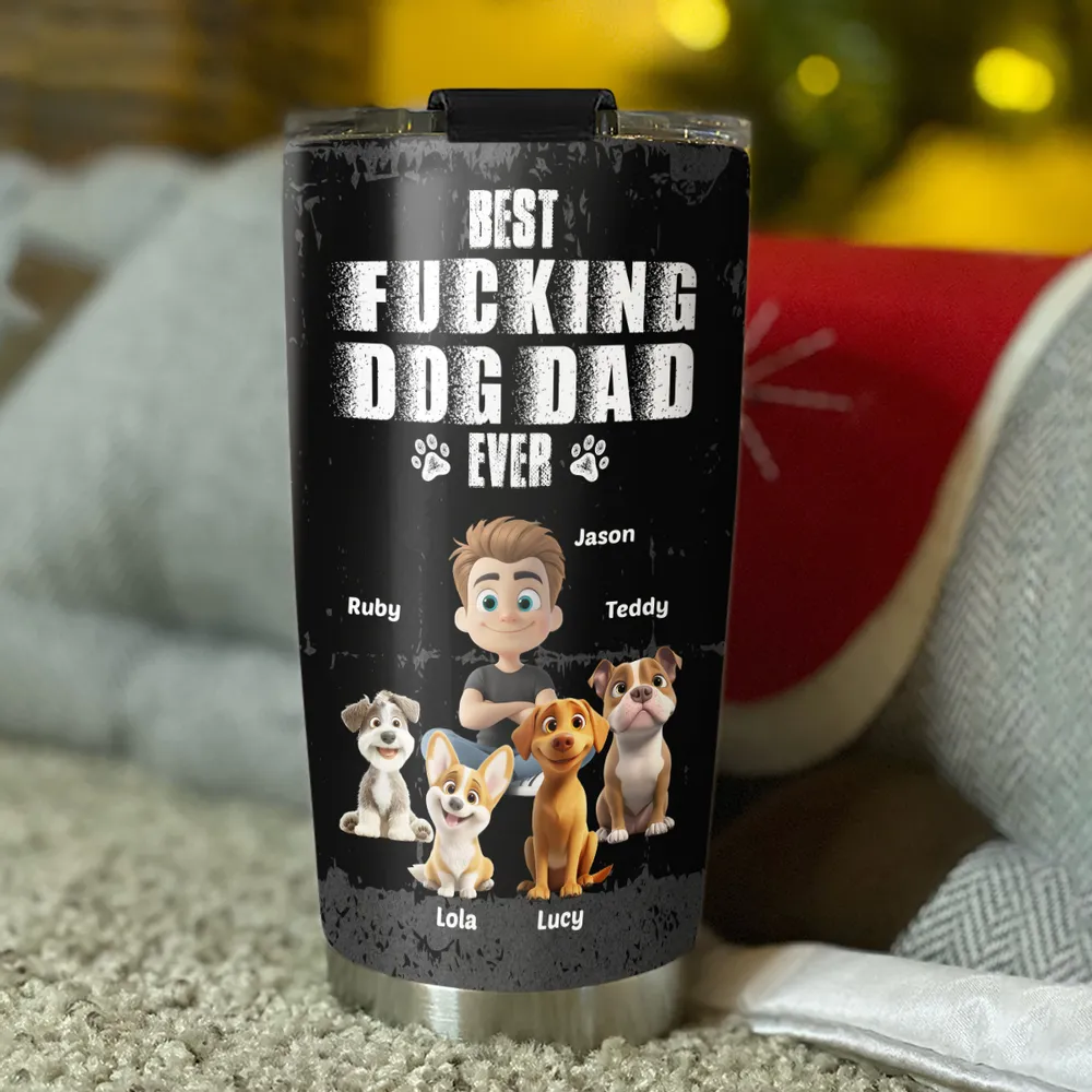 BEST F***ING DOG DAD EVER Insulated Travel Tumbler – Custom Pup & Owner Art - Image 6
