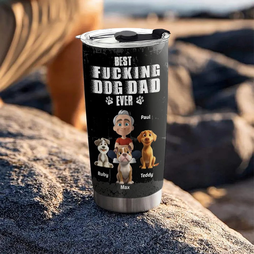 BEST F***ING DOG DAD EVER Insulated Travel Tumbler – Custom Pup & Owner Art - Image 7