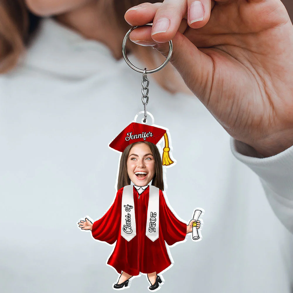 Custom Graduation Face-Cutout Acrylic Keychain – Cap, Gown & Diploma, Funny Keepsake Gift for the New Grad - Image 5