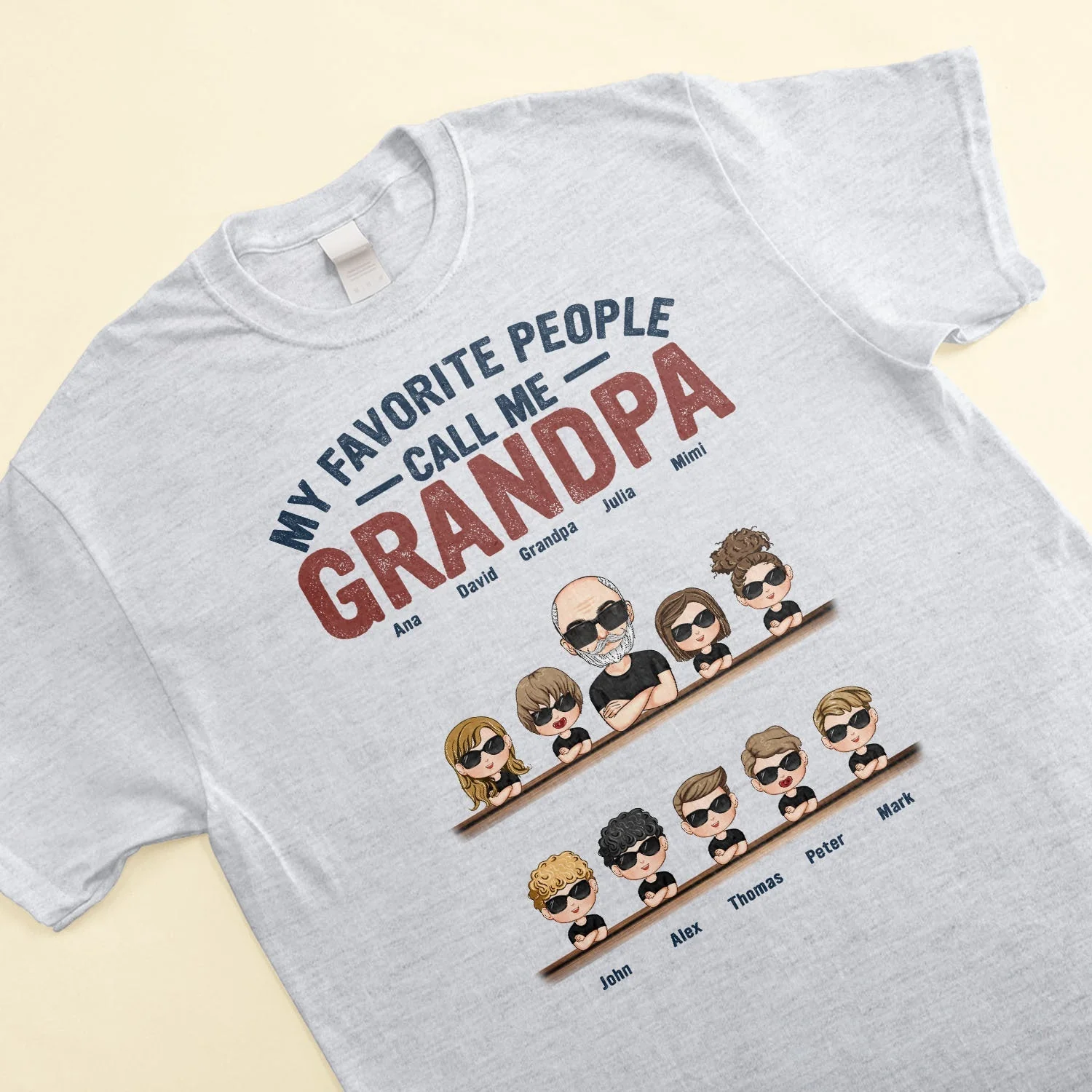 My Favorite People Call Me Grandpa Classic Tee – Personalized Grandkids Shirt – Heartwarming Father's Day Gift - Image 4