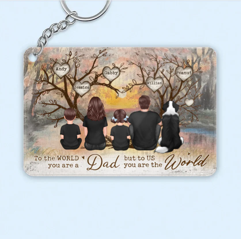 Back-View Family & Dog Tree Poster – “To the World You Are a Dad” Personalized Wall Art, Father’s Day Gift from Kids or Wife - Image 5