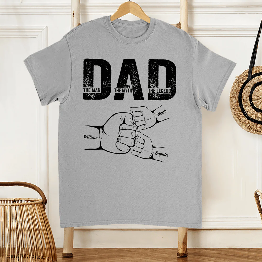 Fist Bump Illustration Custom Classic Tee for Father’s Day, A Tribute to the Dad Who’s a Legend - Image 3