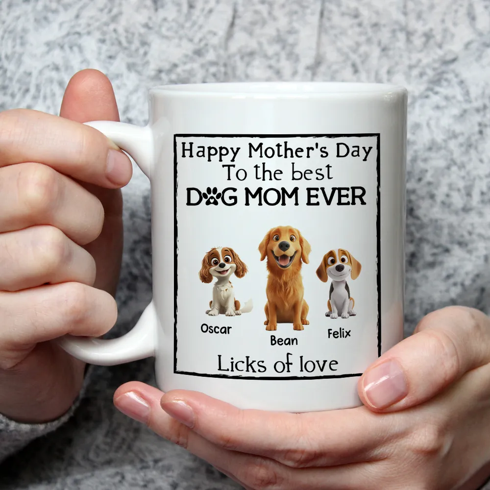 Happy Father’s Day Mug – Cartoon Dogs Sitting Together with Licks of Love – Personalized Gift for Dog Dads - Image 7