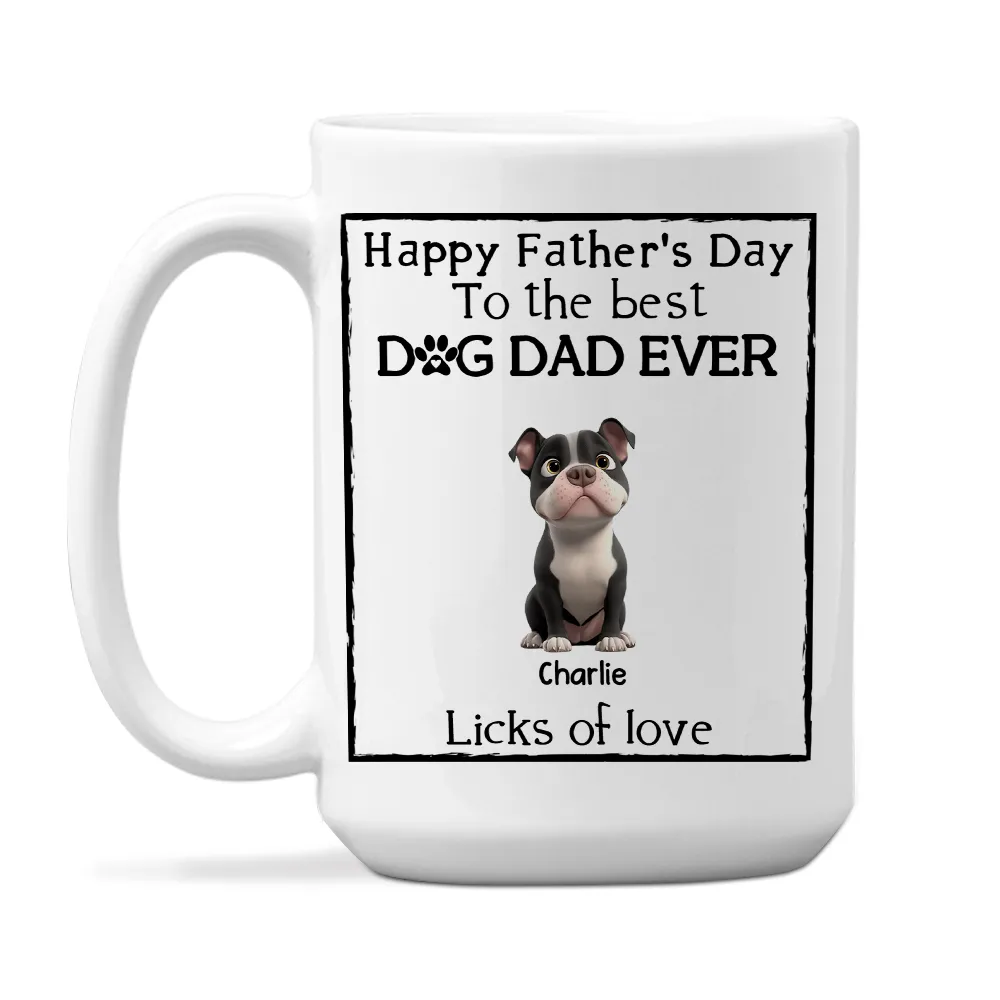 Happy Father’s Day Mug – Cartoon Dogs Sitting Together with Licks of Love – Personalized Gift for Dog Dads - Image 8
