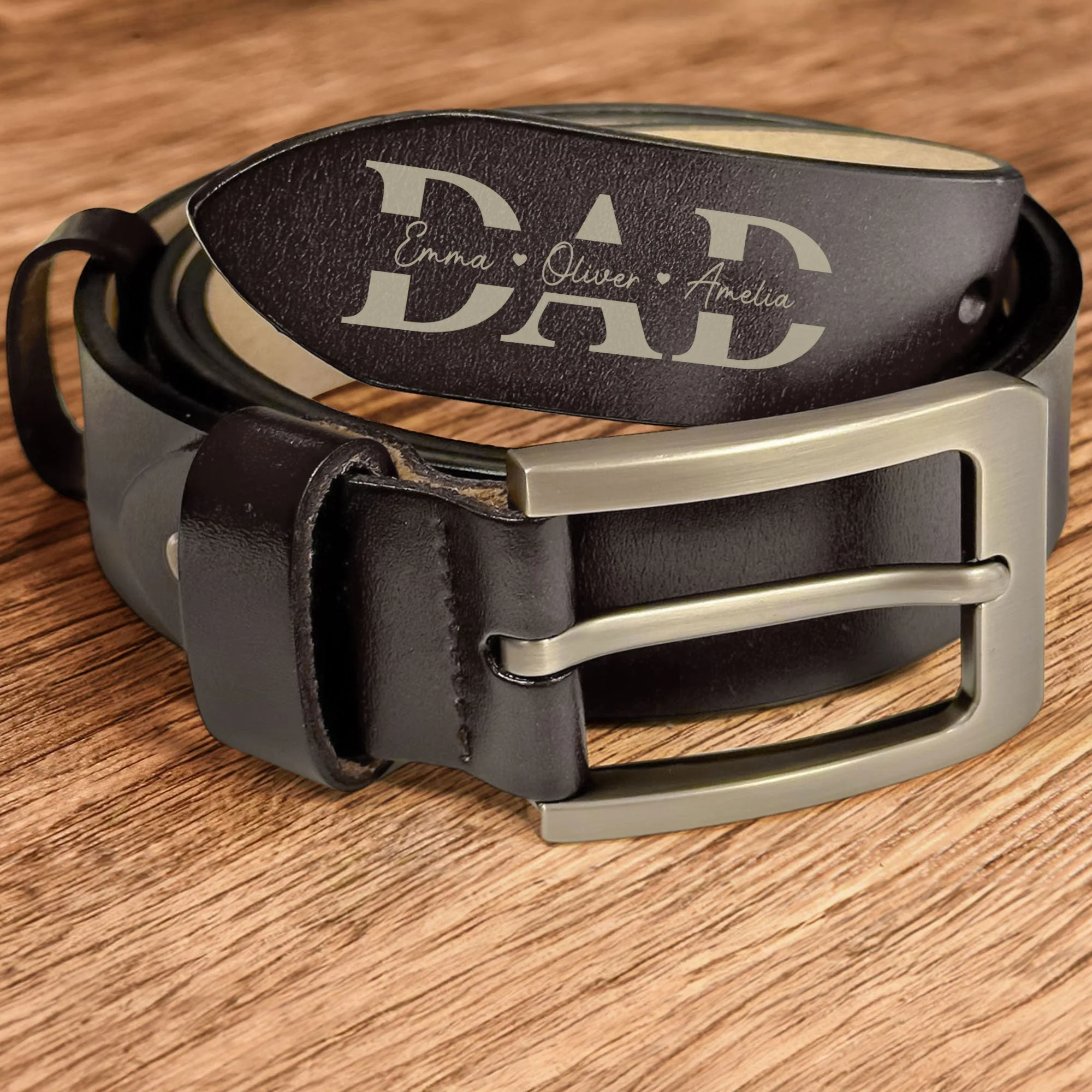 “Dear Dad” Personalized Belt – We Love & Appreciate You, Adjustable Brown Leather - Image 5