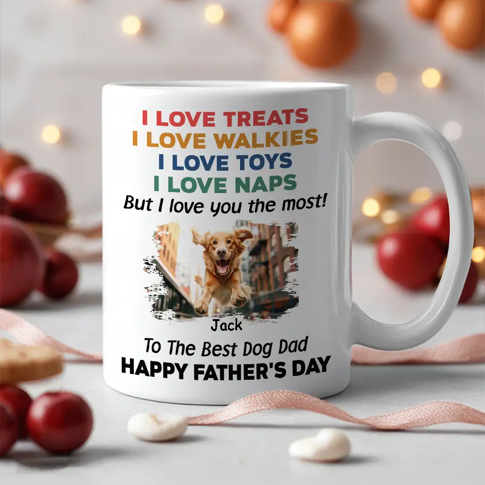Custom Dog Dad Mug – “We Love You the Most!” Funny Father's Day Gift for Pet Lovers, White Ceramic Cup - Image 2