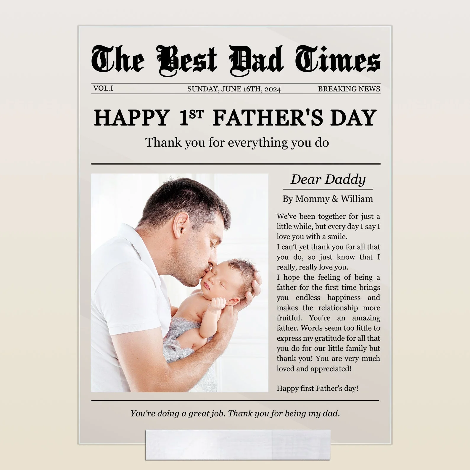 Happy 1st Father’s Day – Personalized Acrylic Plaque with Custom Photo and Heartfelt Message – Ideal Gift for New Fathers - Image 10