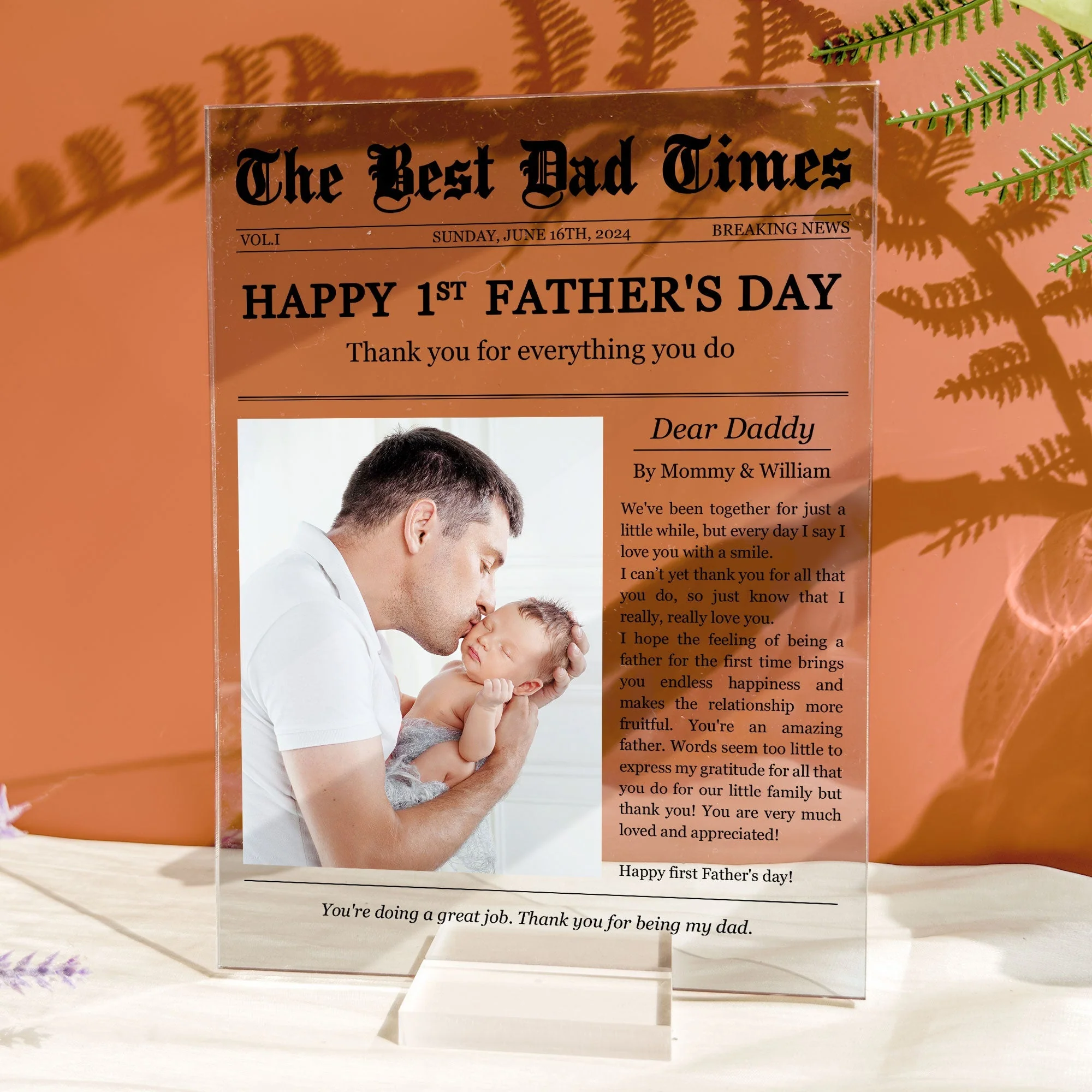 Happy 1st Father’s Day – Personalized Acrylic Plaque with Custom Photo and Heartfelt Message – Ideal Gift for New Fathers - Image 7