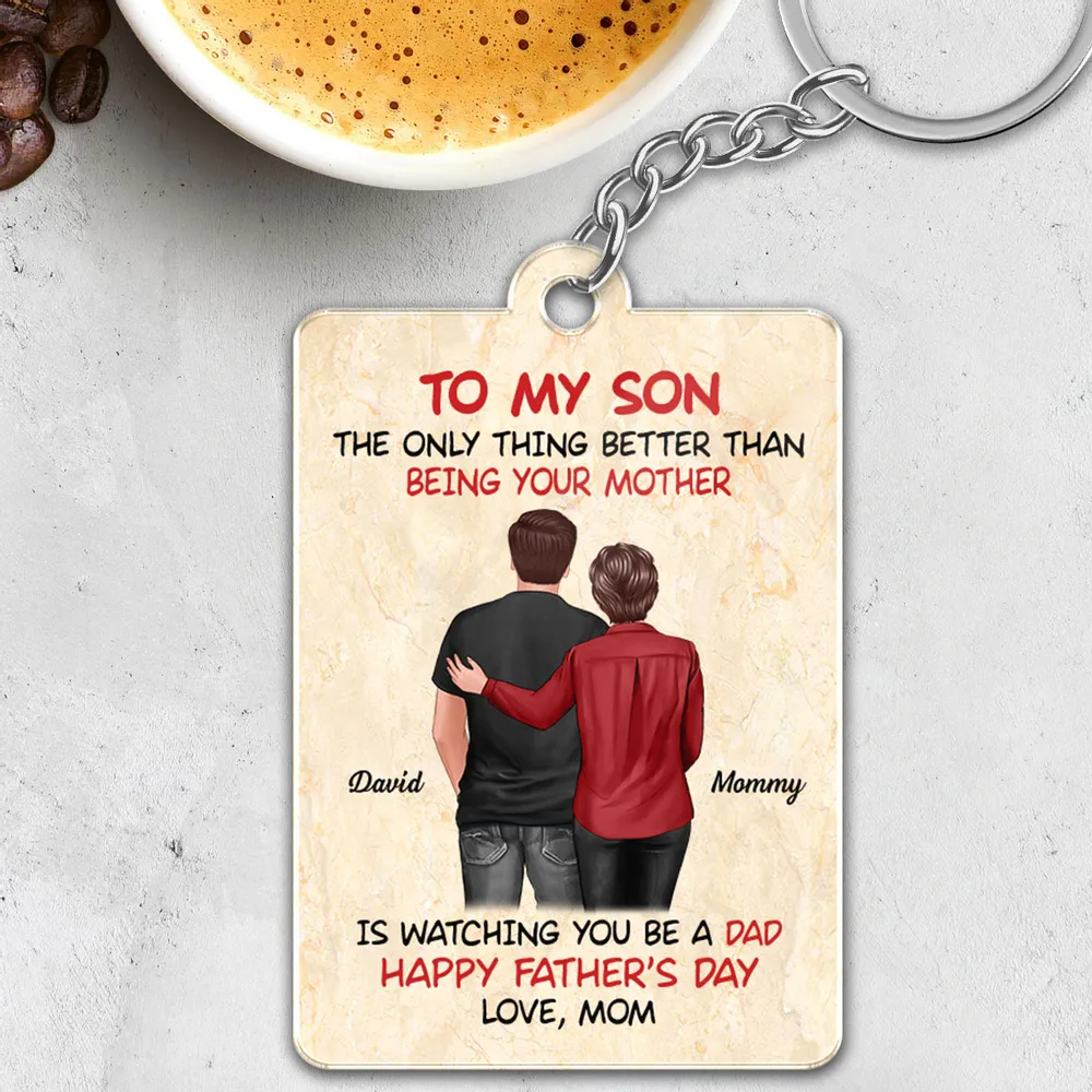 Mom-Dad-Son Back-View Keychain, Happy Trio Father’s Day Keepsake - Image 4