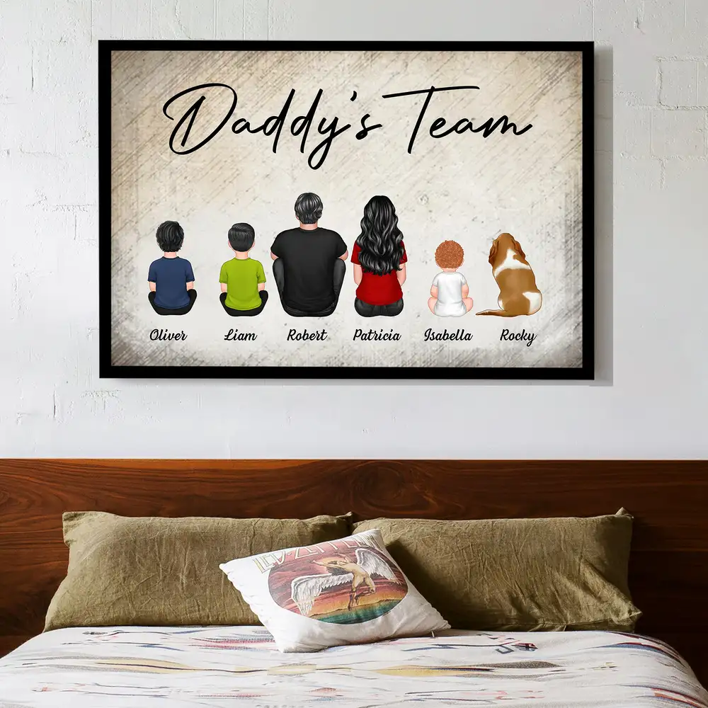 "Daddy's Team" – Personalized Father's Day Poster with Custom Family Artwork – Gift for Dad - Image 2