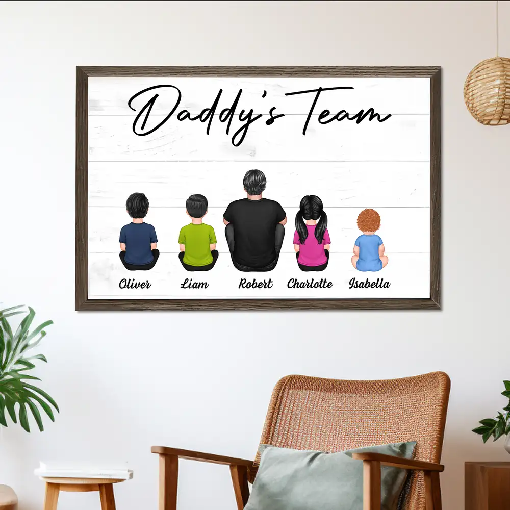 "Daddy's Team" – Personalized Father's Day Poster with Custom Family Artwork – Gift for Dad - Image 3