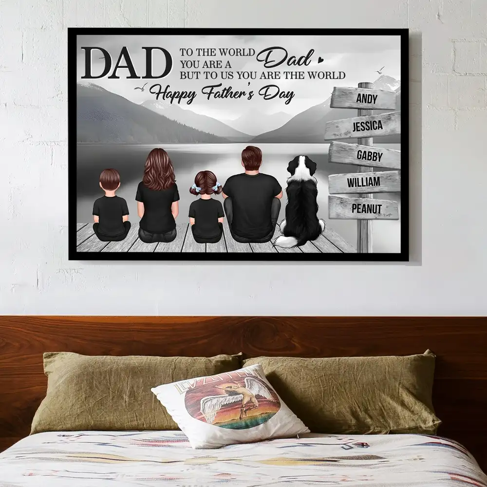 “Dad, You Are the World” Mountain Poster – Personalized Father’s Day Gift - Image 3
