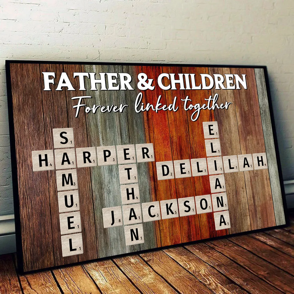 Forever Linked Together – Custom Crossword Poster for Father and Children – Creative Family Gift for Father’s Day - Image 10