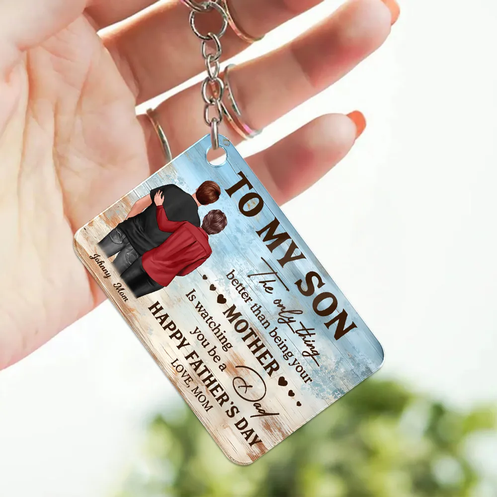 To My Son from Mom – Personalized Father’s Day Keychain, Heartfelt Wall Art Gift for Son, Emotional Gift for New Dad - Image 4