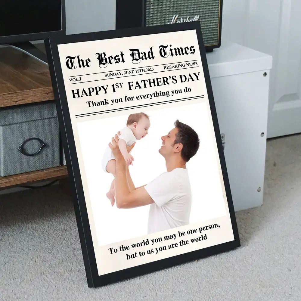 Happy 1st Father’s Day – Custom Poster for New Dad – You Are the World to Us - Image 3