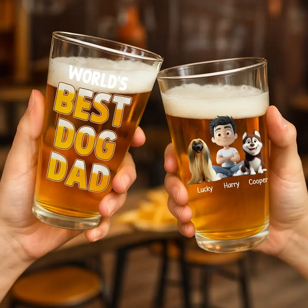 World's Best Dog Dad - Custom Beer Glass for Dog Dad – Perfect Gift for Dog Dads on Father’s Day or Birthdays - Image 2