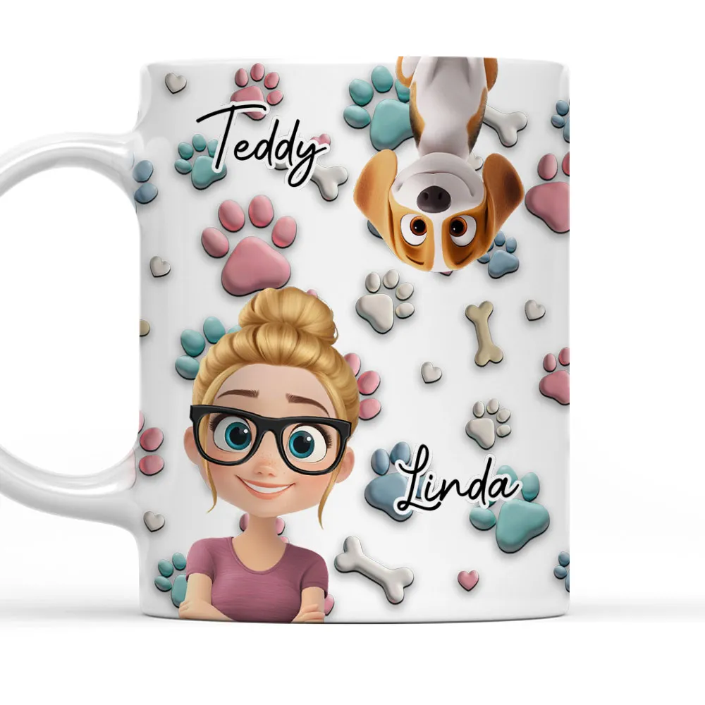 Personalized Ceramic Mug with Patriotic Paw-Print Design - Image 3