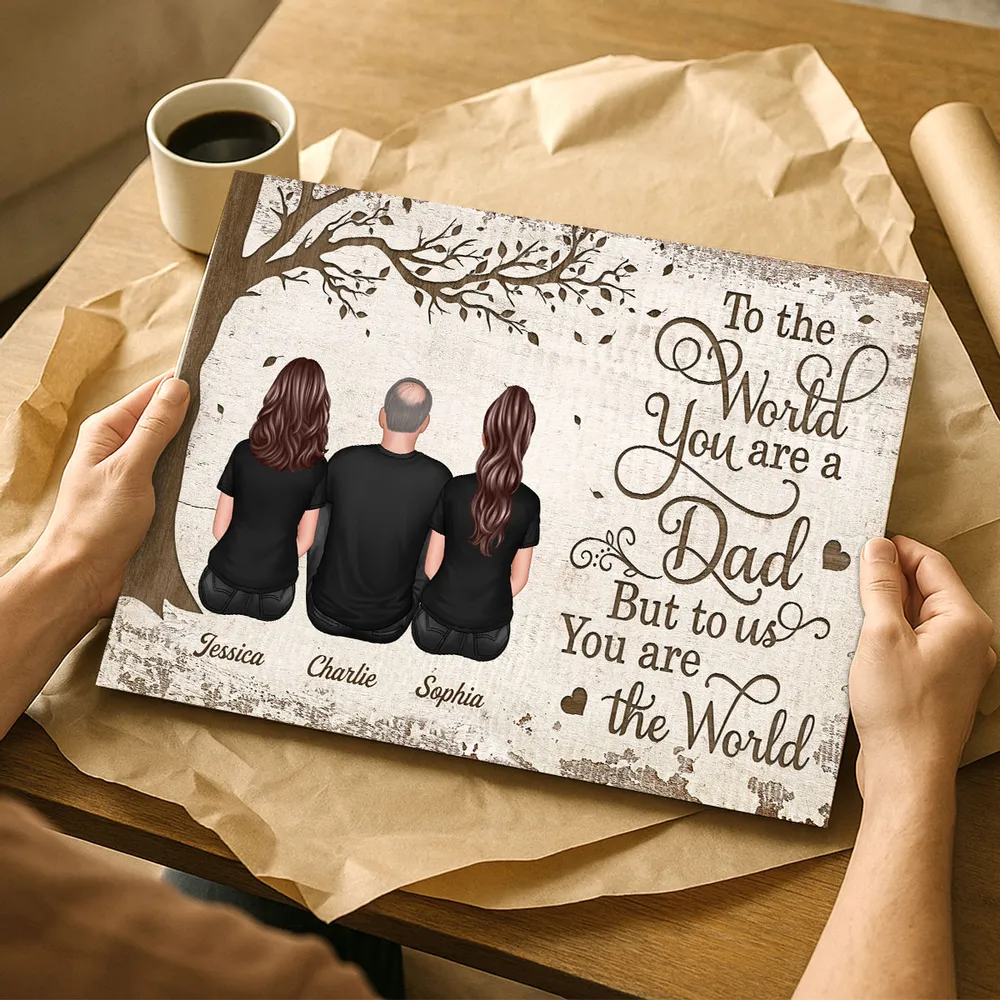 “To the World You Are a Dad” Custom Father’s Day Poster – Personalized Names & Family Illustration - Image 5