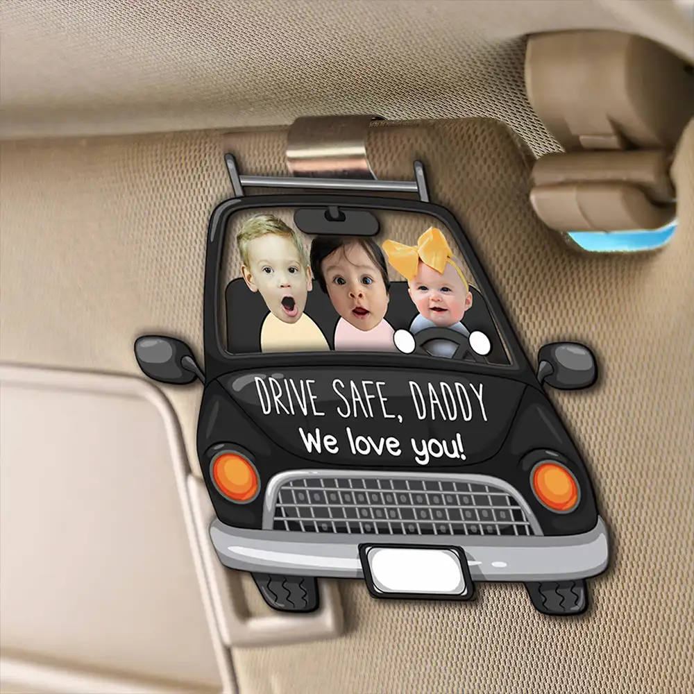 To Dad, With Love – Personalized Drive Safe Car Visor Clip with Kids – Heartfelt Gift from Family - Image 2