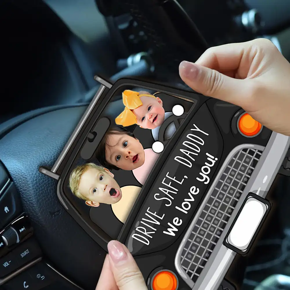 To Dad, With Love – Personalized Drive Safe Car Visor Clip with Kids – Heartfelt Gift from Family - Image 3
