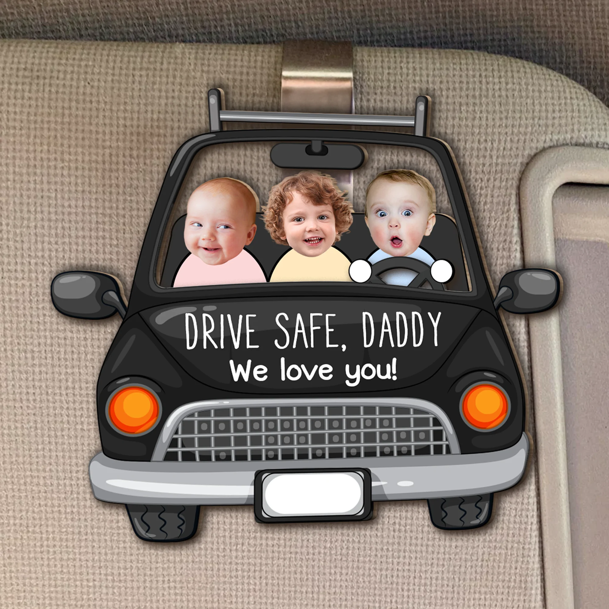 To Dad, With Love – Personalized Drive Safe Car Visor Clip with Kids – Heartfelt Gift from Family - Image 5