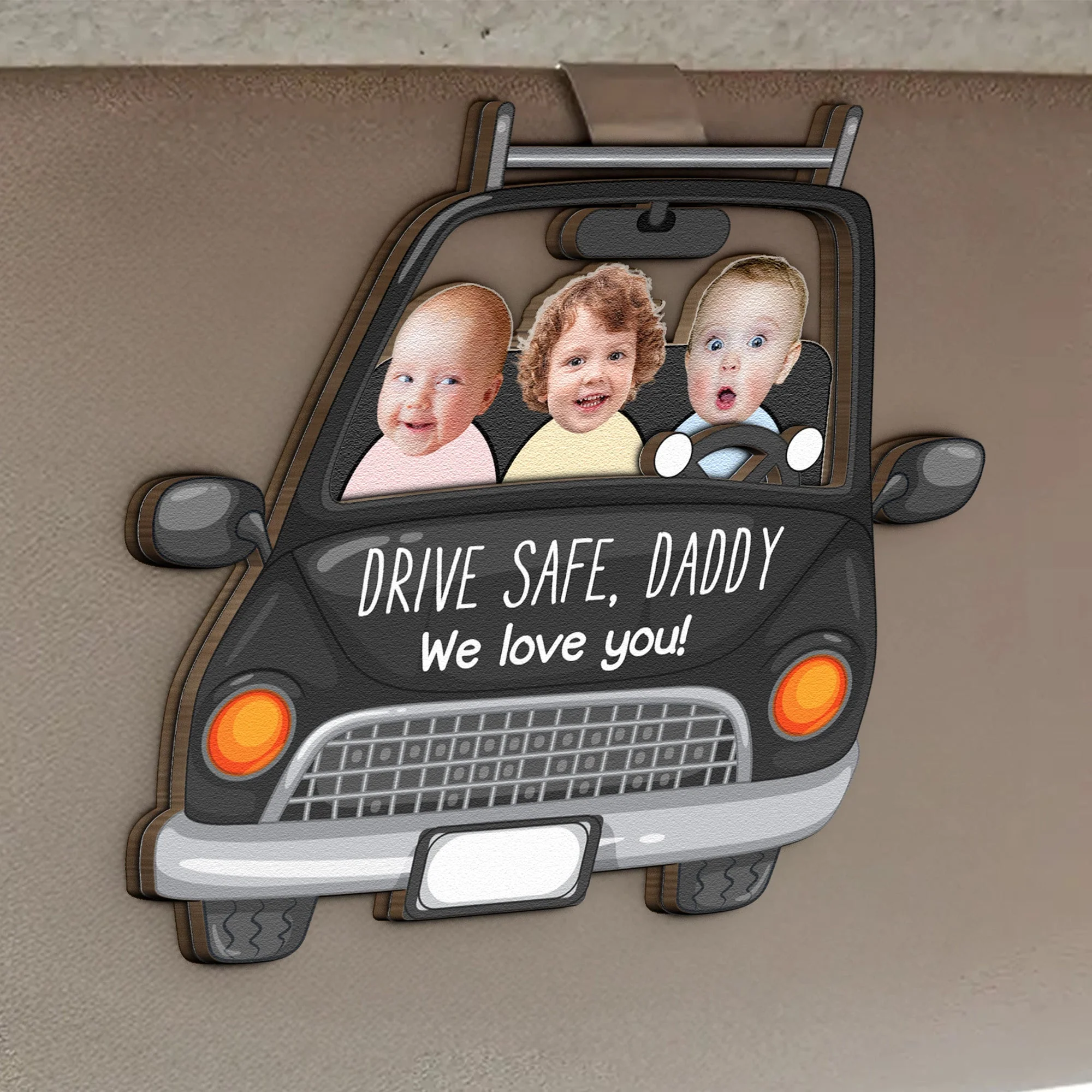 To Dad, With Love – Personalized Drive Safe Car Visor Clip with Kids – Heartfelt Gift from Family - Image 6