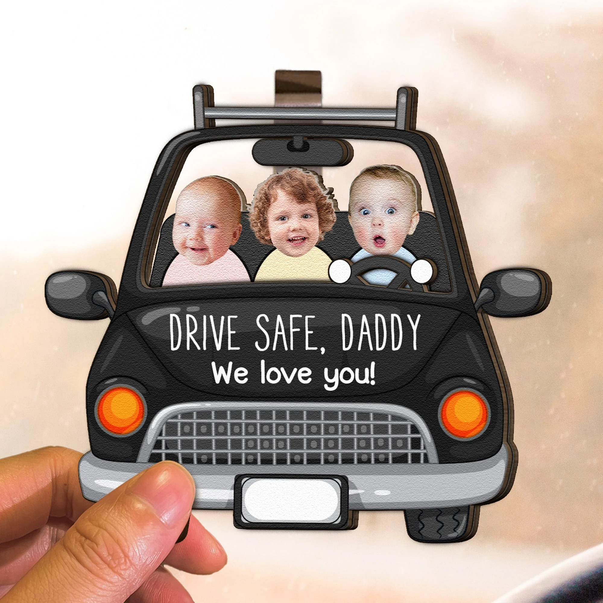 To Dad, With Love – Personalized Drive Safe Car Visor Clip with Kids – Heartfelt Gift from Family - Image 7
