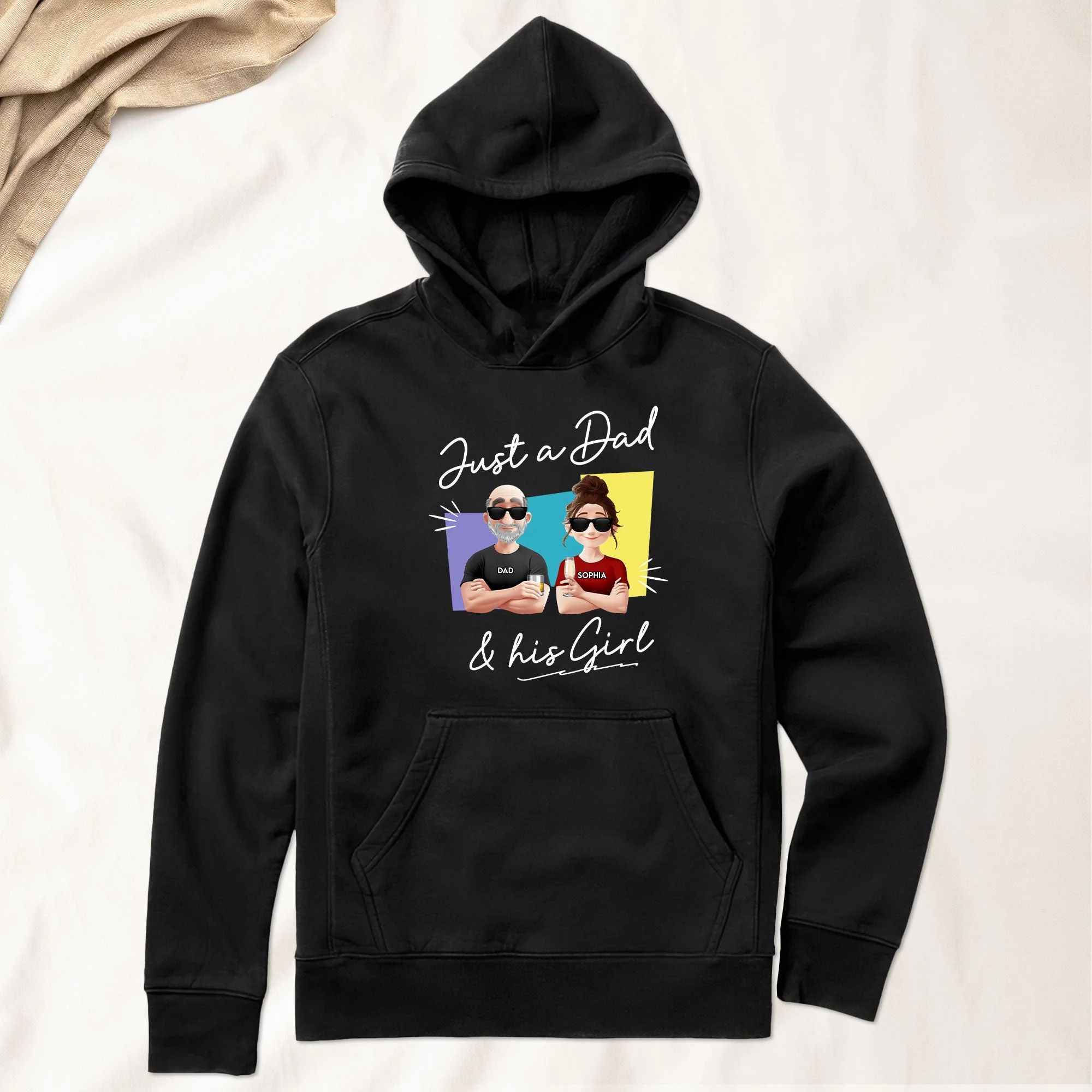 "Just a Dad & His Girl" Classic Tee – Custom Father’s Day Gift with Father and Daughter Cartoon - Image 5