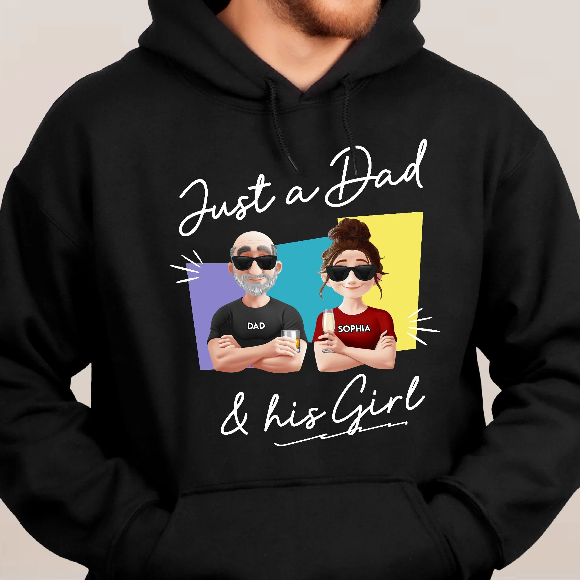 "Just a Dad & His Girl" Classic Tee – Custom Father’s Day Gift with Father and Daughter Cartoon - Image 6
