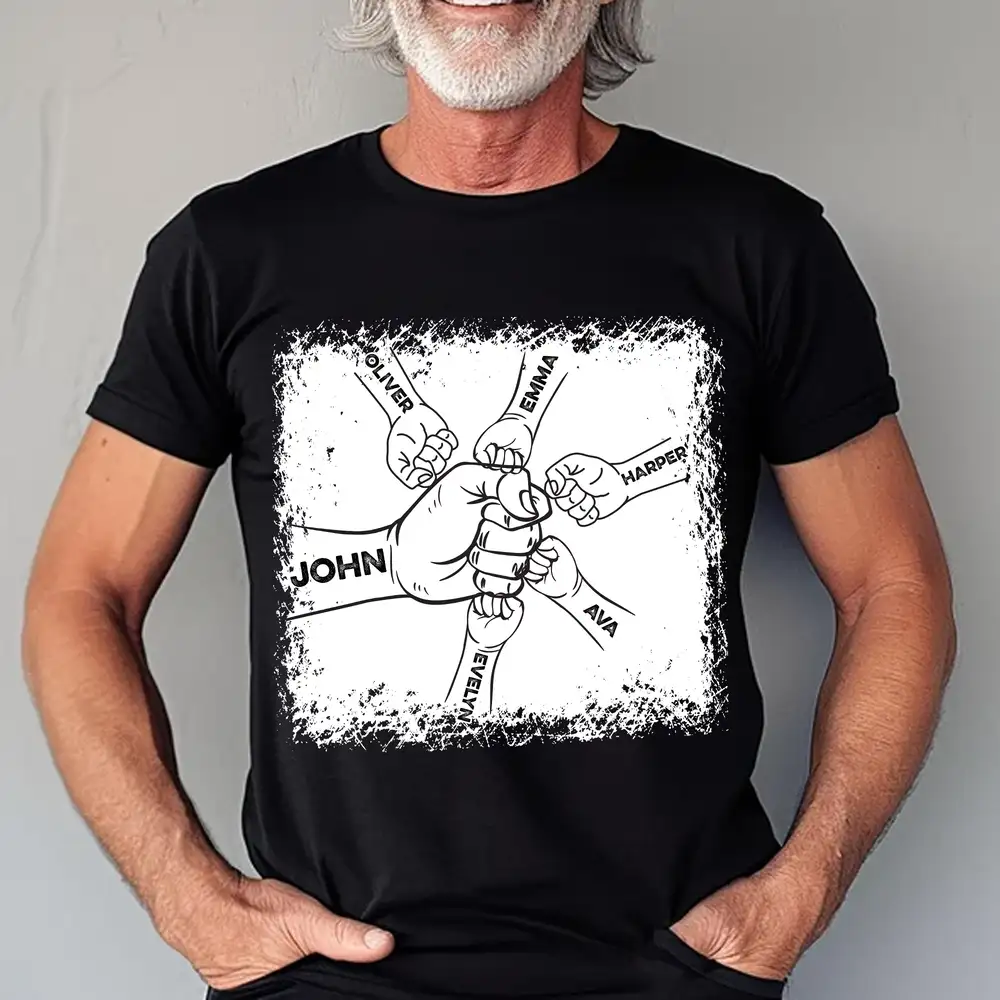 Custom Classic Tee – Father’s Day Gift with Hand Fist Design and Personalization