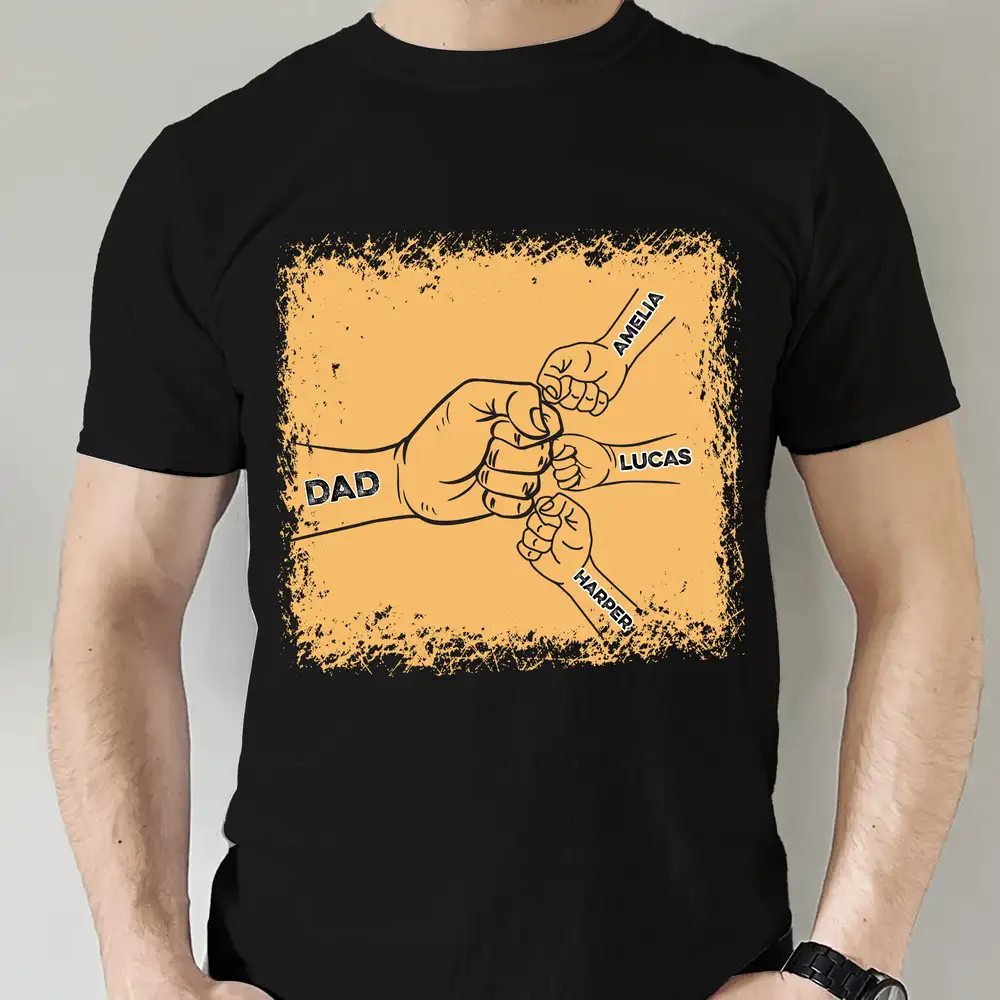 Custom Classic Tee – Father’s Day Gift with Hand Fist Design and Personalization - Image 2