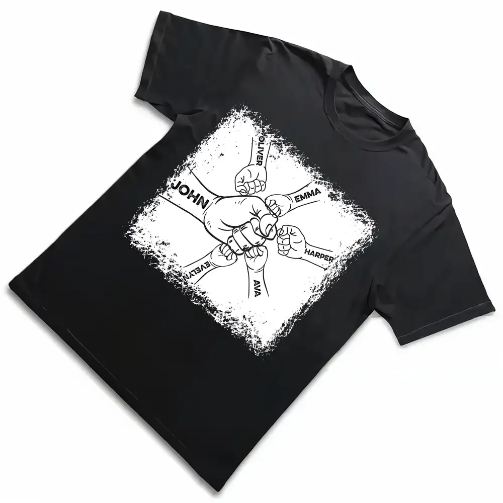 Custom Classic Tee – Father’s Day Gift with Hand Fist Design and Personalization - Image 4