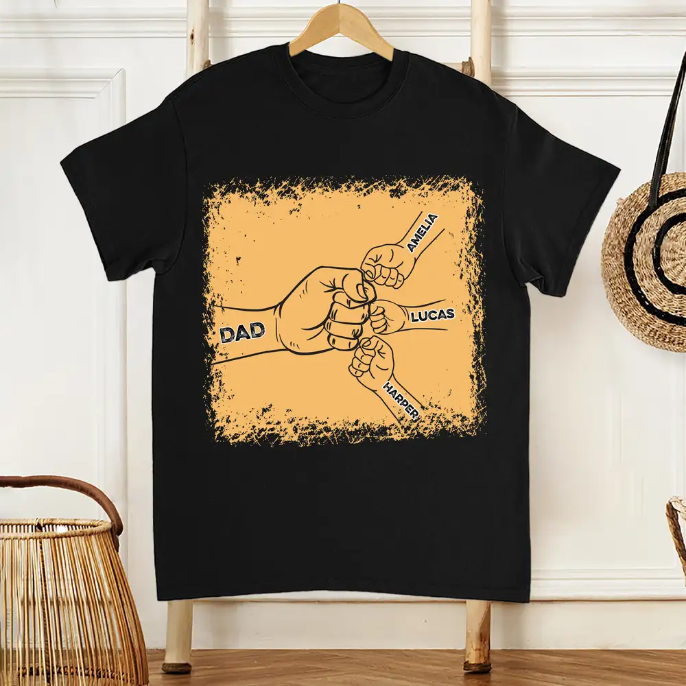 Custom Classic Tee – Father’s Day Gift with Hand Fist Design and Personalization - Image 5