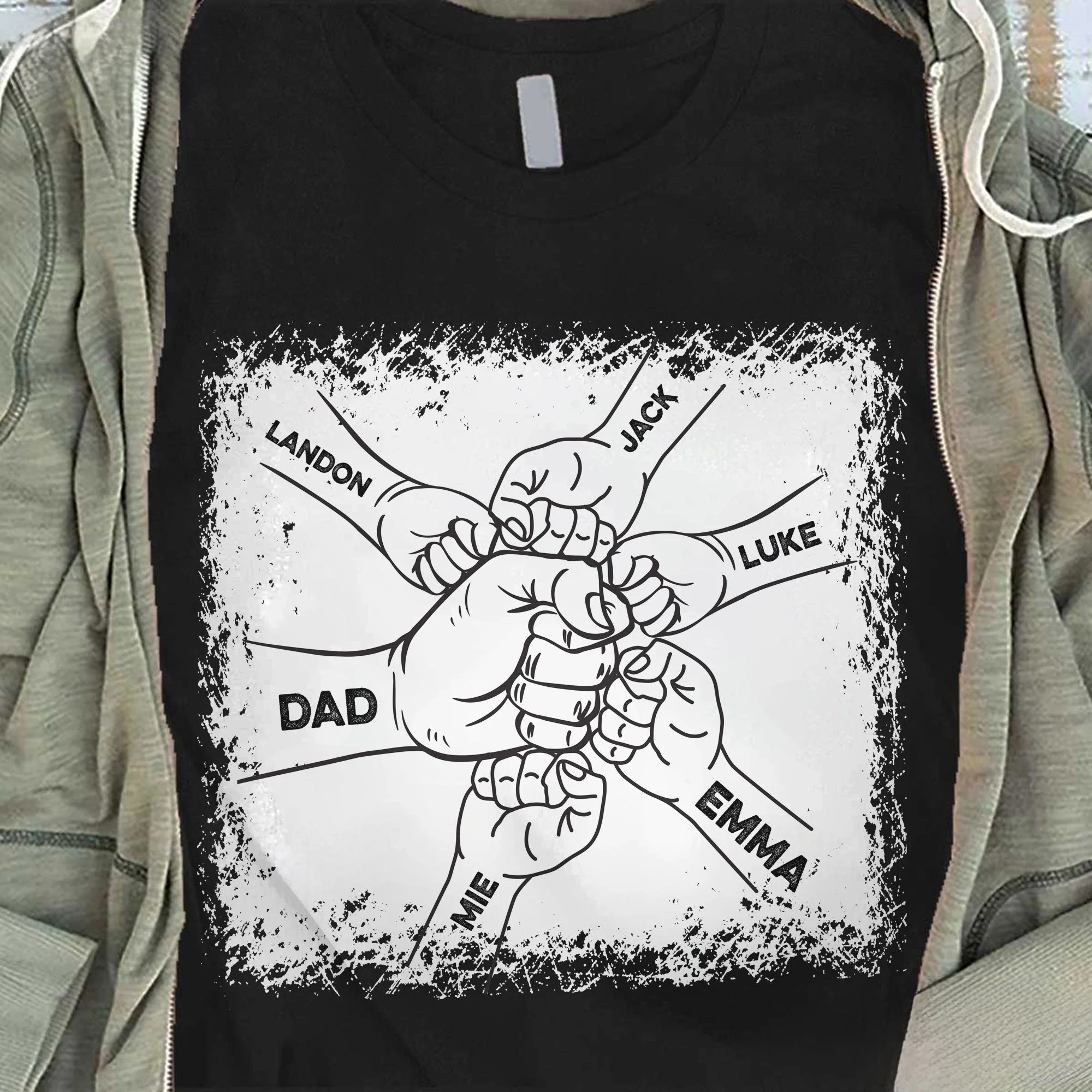 Custom Classic Tee – Father’s Day Gift with Hand Fist Design and Personalization - Image 6
