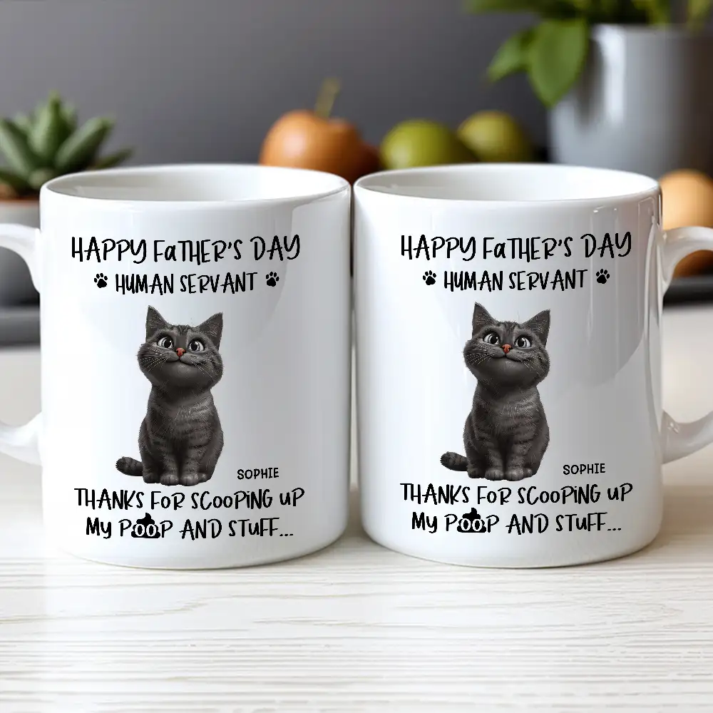 "Thanks for Scooping My Poop" Father's Day White Ceramic Mug – Custom Pet Design for Dad