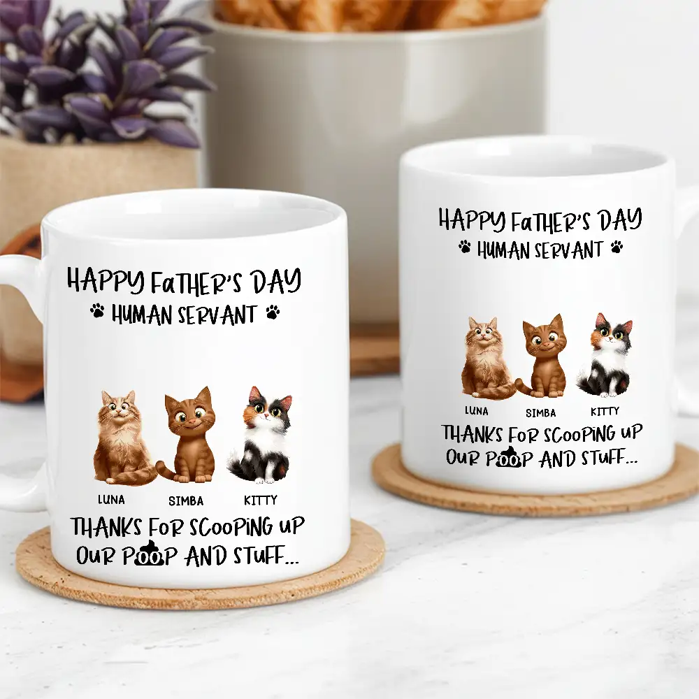 "Thanks for Scooping My Poop" Father's Day White Ceramic Mug – Custom Pet Design for Dad - Image 2