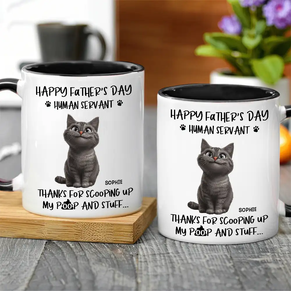 "Thanks for Scooping My Poop" Father's Day White Ceramic Mug – Custom Pet Design for Dad - Image 3